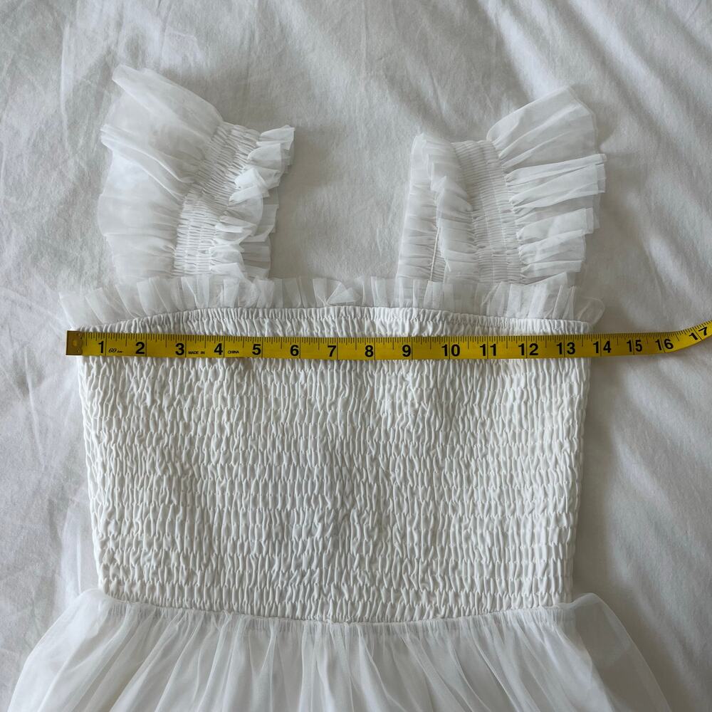 NWT *Baltic Born* Emma Smocked Tulle Tiered Midi Dress | Off White | Size XS - Picture 6 of 9